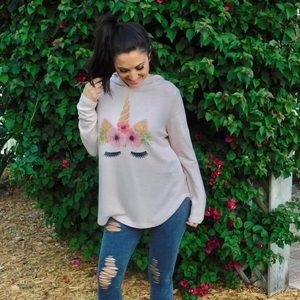 Pink Unicorn hoodie sweater